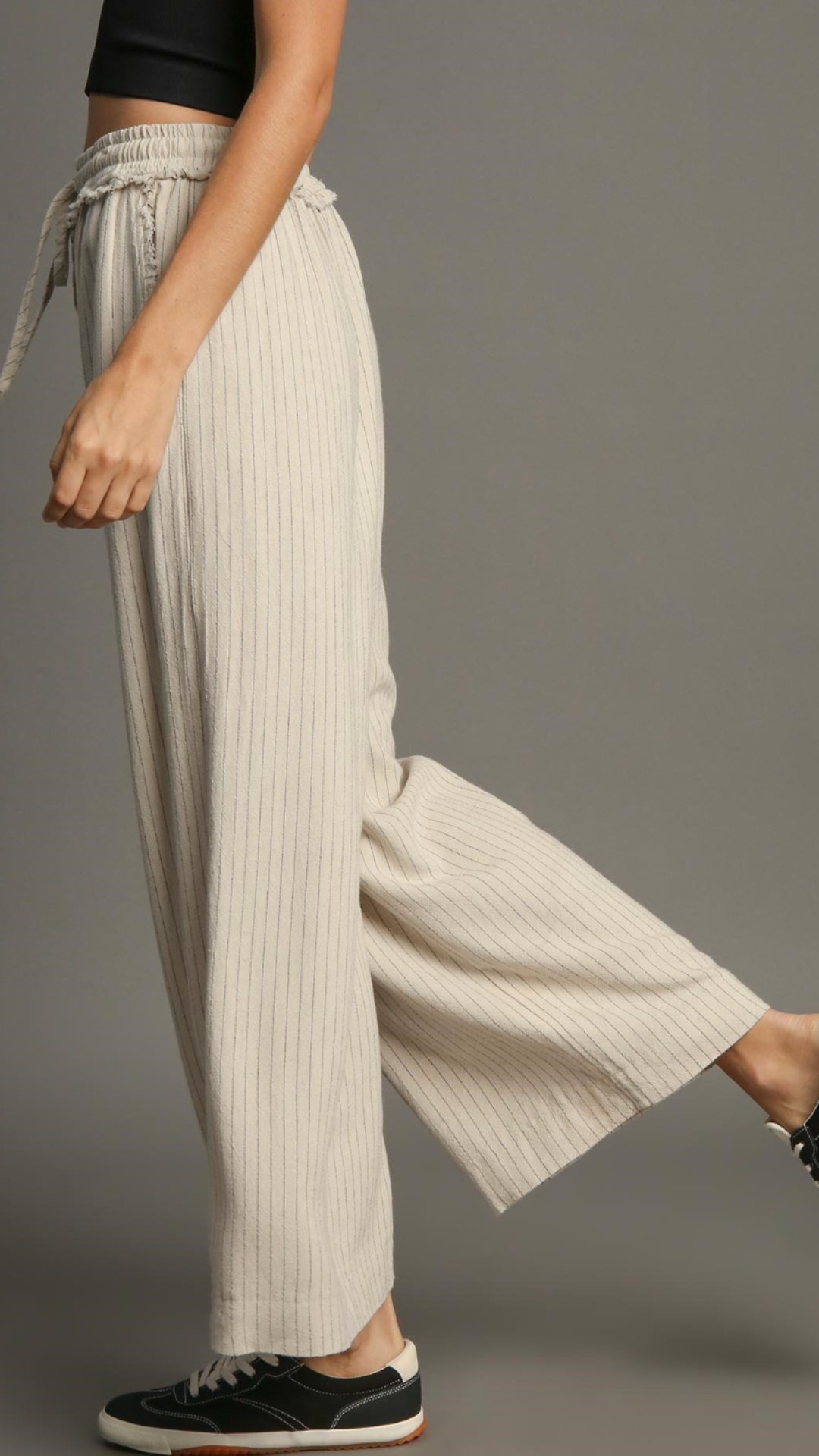 Linen Blend Striped Pants