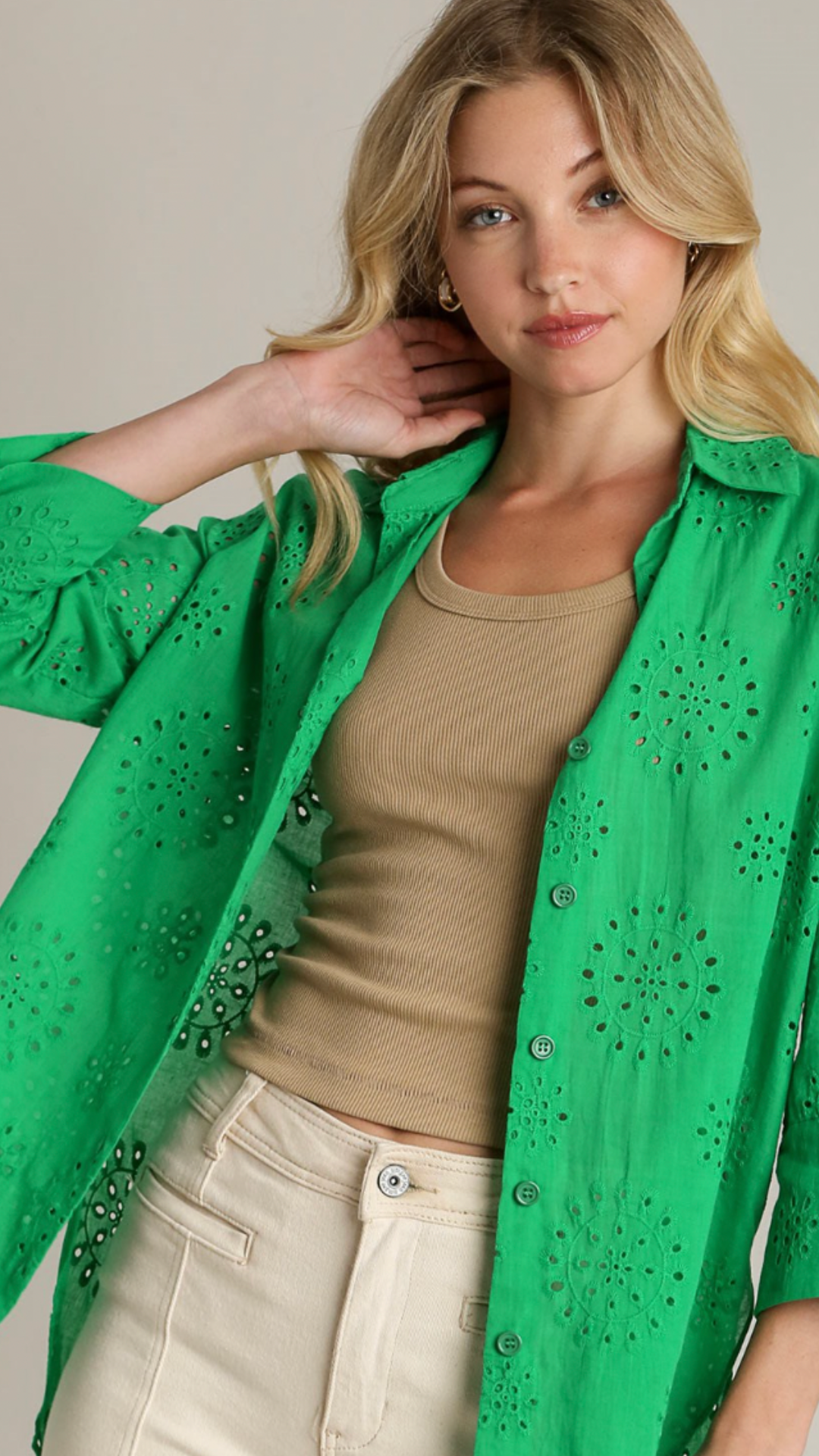 Green lace blouse