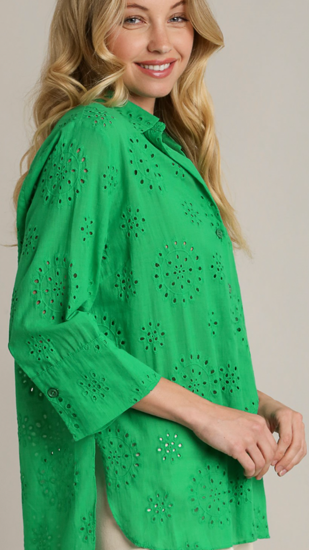 Green lace blouse