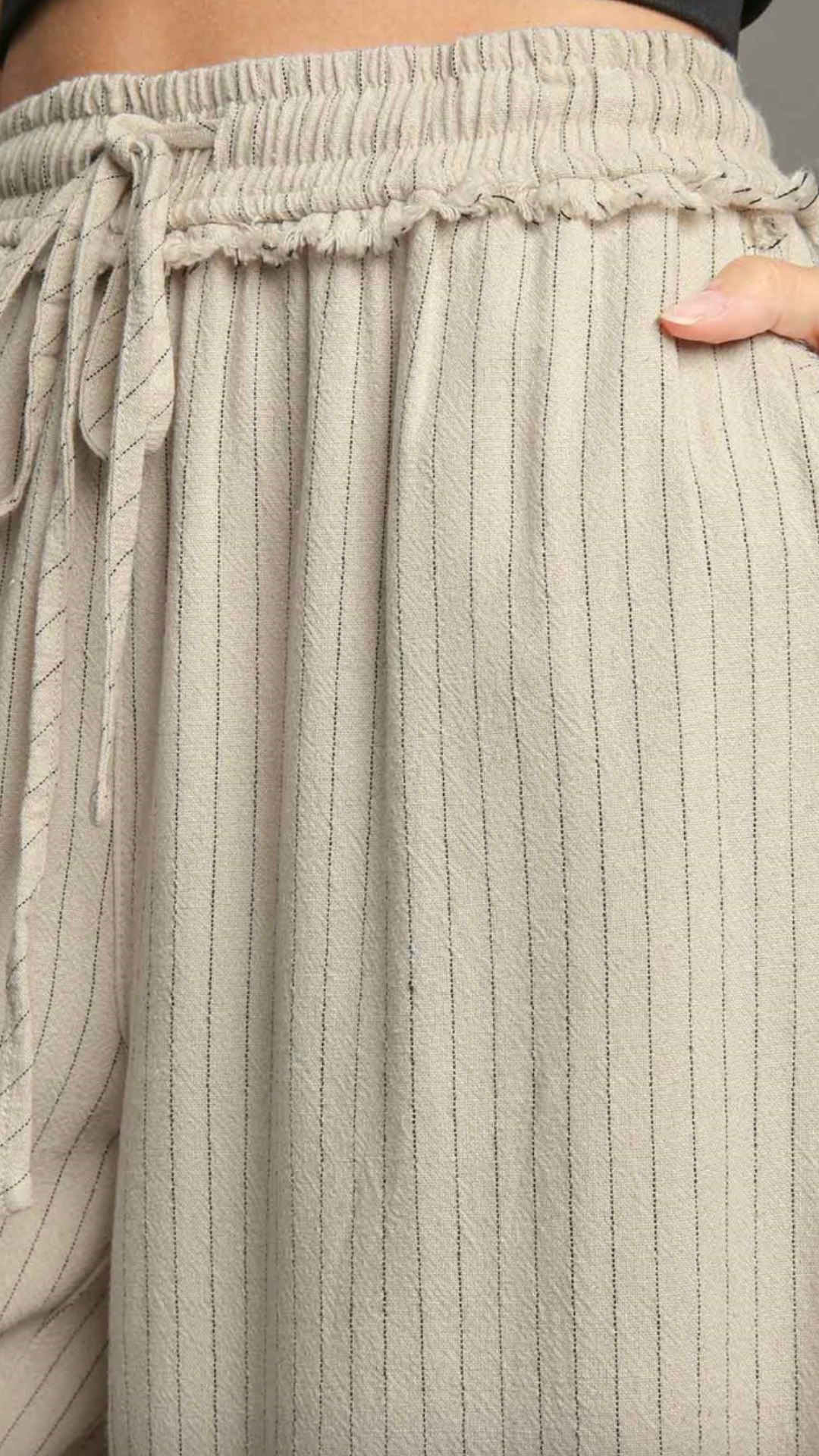 Linen Blend Striped Pants