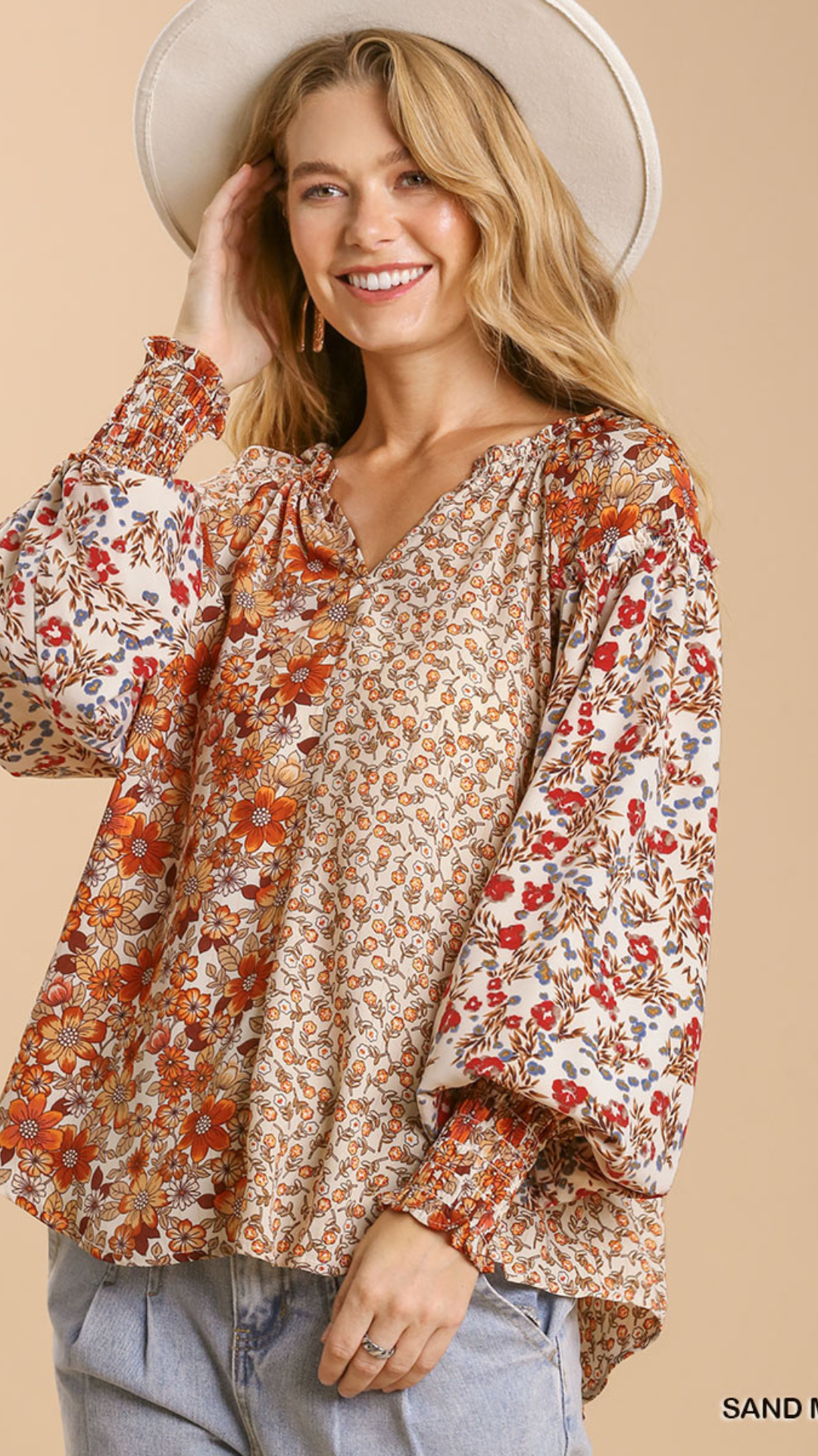 Umgee mixed Flower Print Top