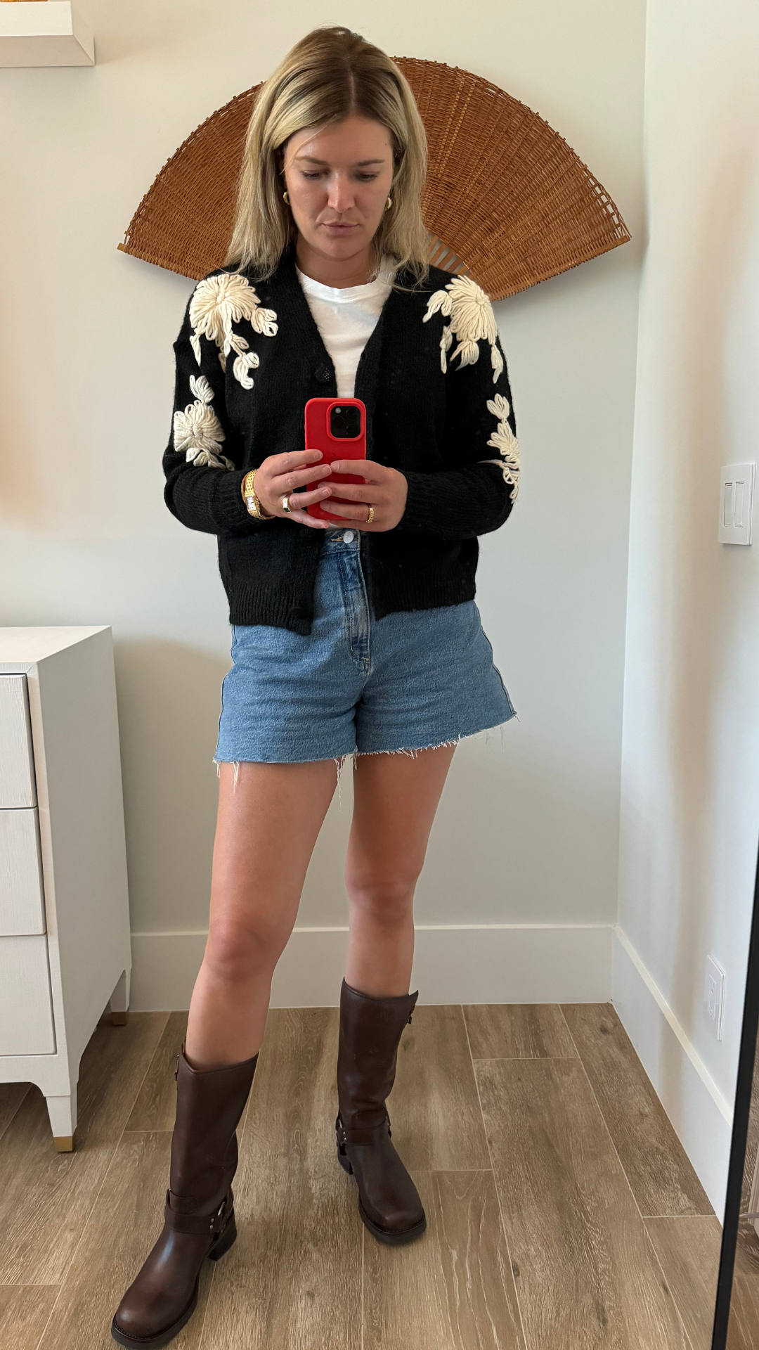 Flower embroidery cardigan