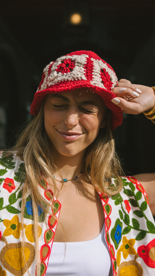 Hand embroidered bucket hat