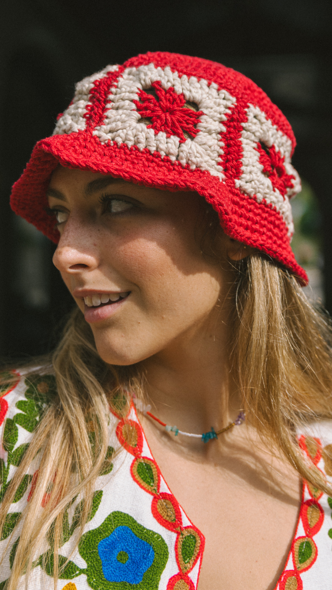 Hand embroidered bucket hat