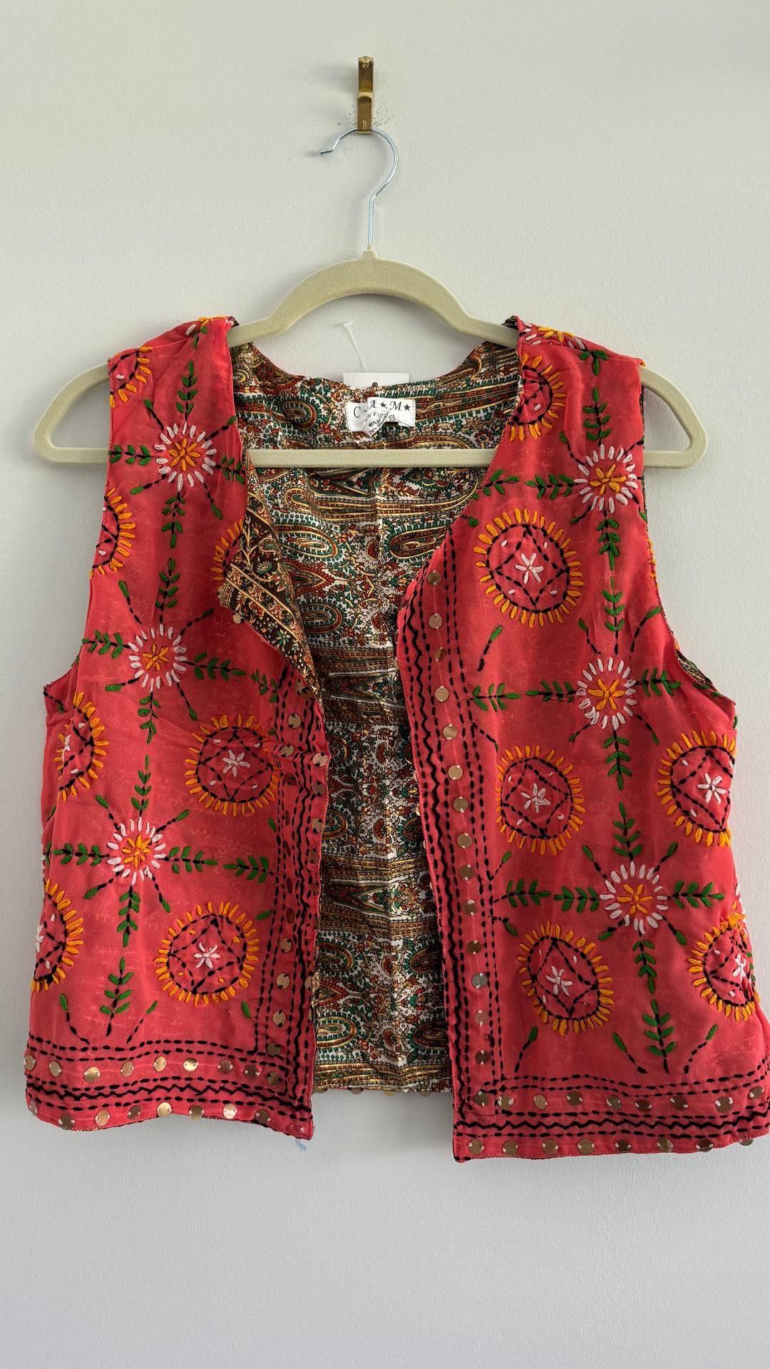 Hand embroidered vest