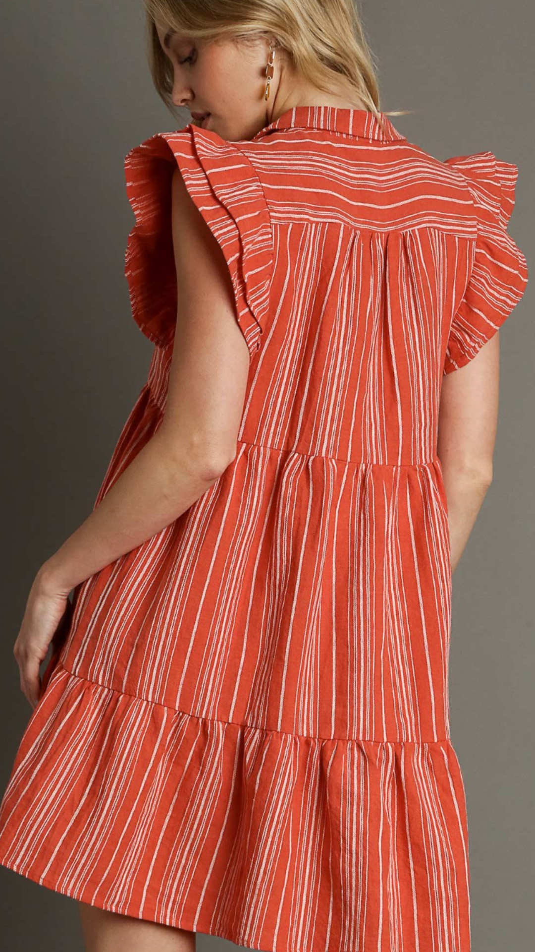 Umgee soft red dress with white stripes