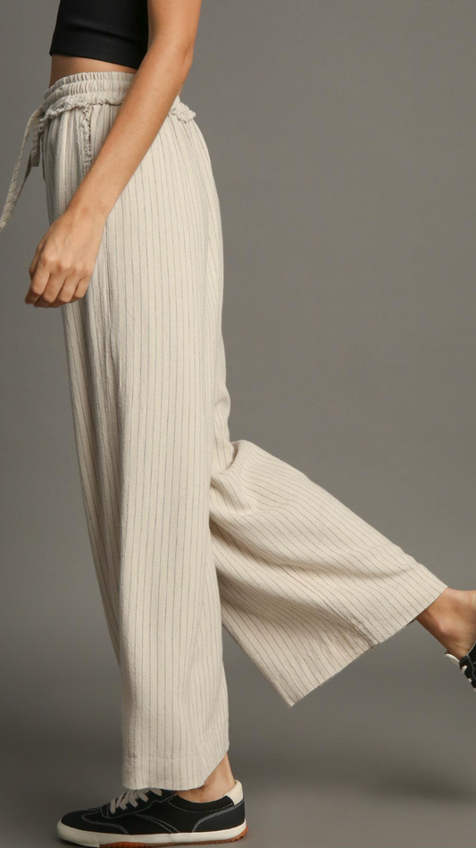 Umgee Linen Blend Striped Pants