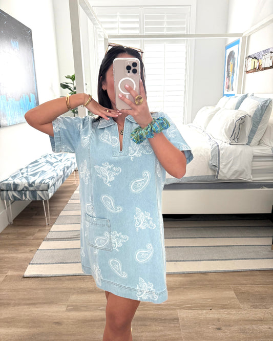 Marina Paisley Denim Dress