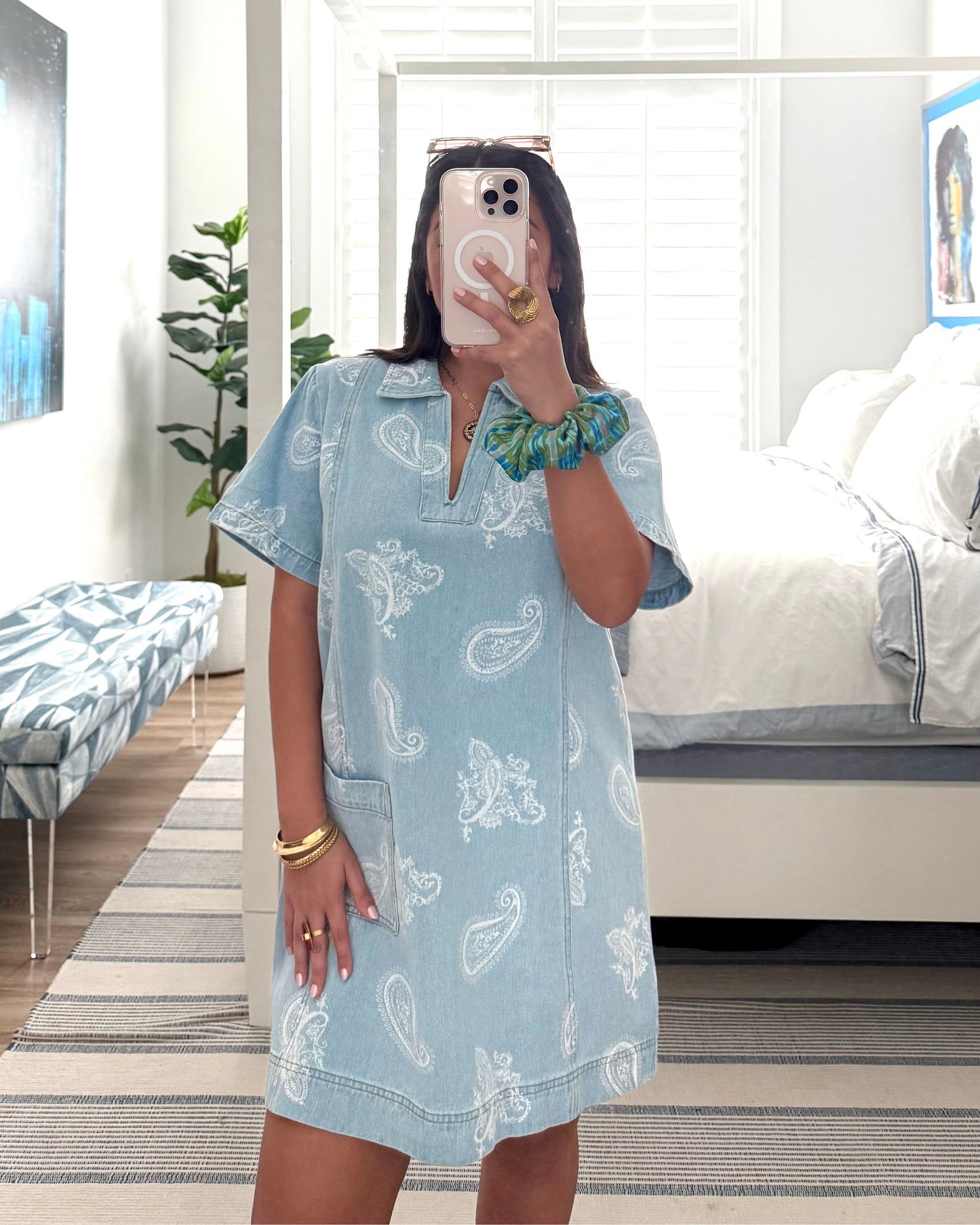 Marina Paisley Denim Dress