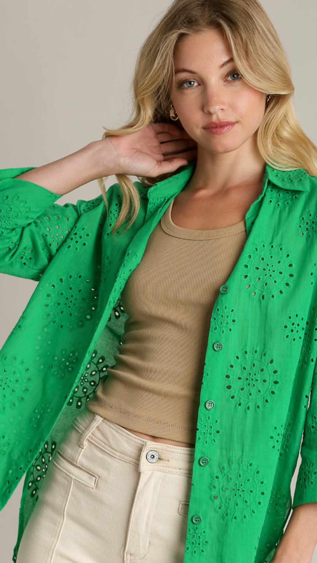 Umgee green lace blouse